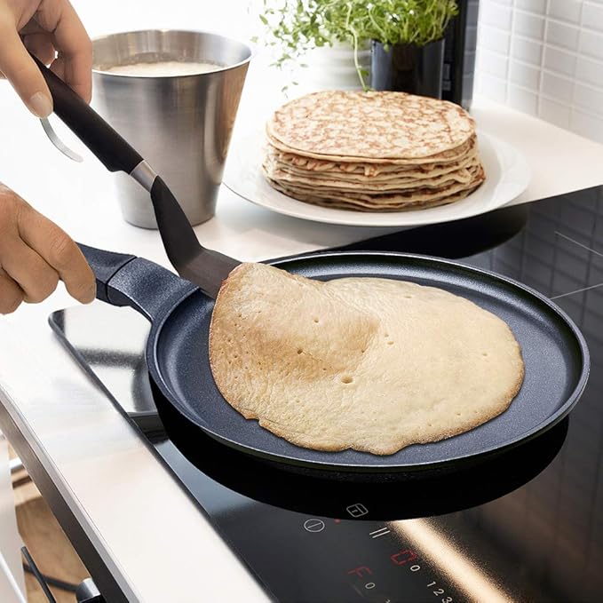 S·KITCHN Crepe Pan Nonstick Dosa Pan for Roti Indian, Non-Stick Pancake Griddle Compatible with Induction Cooktop, Comal for Tortillas - 11IN