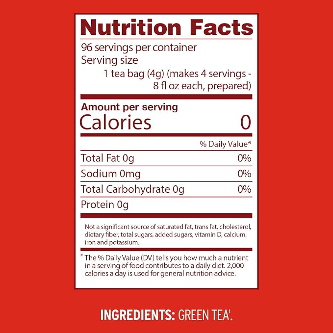 Luzianne Green Tea Bags, Family Size, 24ct Box (Pack of 6)