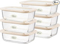 Urban Green Glass Food Storage Containers with Glass Lids, Microwave Safe Food Container Set, Aitight Meal Prep Container Set, LeakProof, 100% Plastic Free, 6 Pack