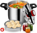 Stainless Steel Pressure Cooker 8 quart Commercial Stove Top Pressure Cooker for canning, pressure cooker 8+ quart, Compatible with Gas & Induction, Fast Cooking for large Meals, Dishwasher Safe,