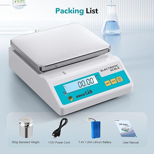Lab Scale 5000g x 0.01g High Precision Electronic Analytical Balance g/lb/oz/dw/ct/dr Laboratory Scientific Scale with Calibration Weight Dual Power Supply Jewelry Scale