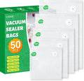 VISRIE 50 Pack Reusable Vacuum Sealer Bags for Food, 5 Assorted Sizes, BPA-Free Food Storage Bag for Sous Vide Cooking or Microwave Heating, Compatible with Handheld Sealer and Vac Sealer Machine