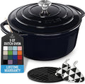 Zulay Kitchen 5 Quart Enameled Cast Iron Dutch Oven Pot with Lid – Premium Durability & Oven Safe up to 500°F – Heavy Duty Cookware Perfect for Bread Baking, Stews, Braising & Roasting – Black