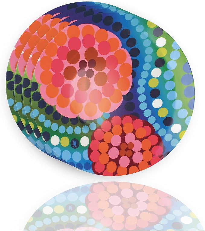 French Bull Plates - 4 Piece Set - 11 inch Melamine Dinner Plate Set - Melamine Dinnerware for Indoor and Outdoor - Bindi