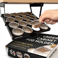 KEEPERS Nespresso® Vertuo® Pod Holder|Under Cabinet Swing Down Coffee Pod Organizer|Keurig® Coffee Pod Holder|K Cup Holder Storage Organizer|Magnet Steel RV Office Small Kitchen 10x9in BLACK