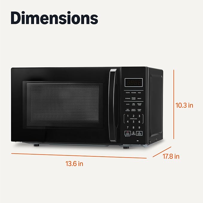 Amazon Basics Countertop Microwave Oven with LED Light and Child Lock, 700W, 0.7 Cu.ft, Black