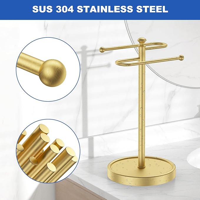 Hand Towel Holder, 304 Stainless Steel Heavy Duty S Shape Hand Towel Stand Free Standing Towel Bar for Bathroom Kitchen Countertop