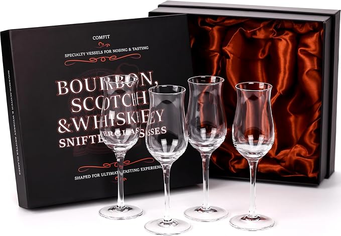 Cognac, Brandy, Whiskey,Tequila and Dessert Wine Snifter Glasses - Set of 4 - Professional 4oz Small Crystal Snifters Gift Sniffers for Sipping Neat Liquor - Liquor and Spirits Sippers
