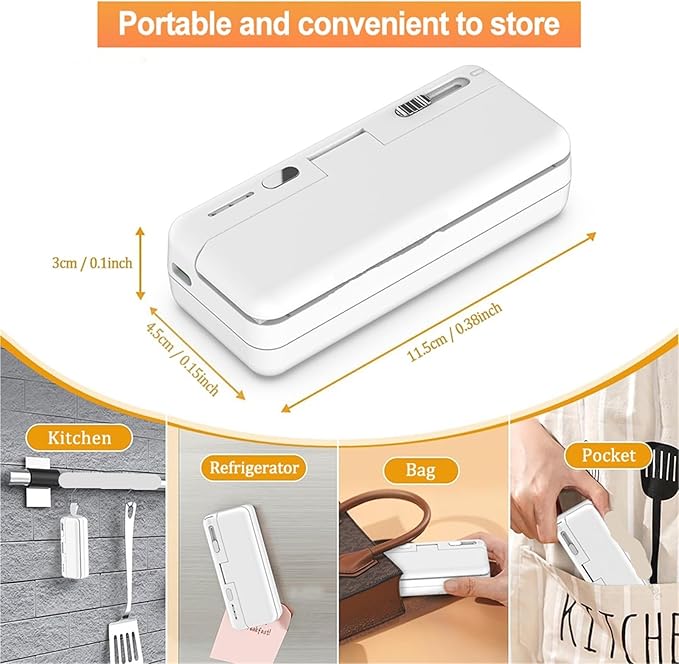 Vacuum Sealer Machine, Mini Plastic Bag Sealer Portable Handheld Food 2 In 1 Rechargable Packaging Heat Thermal Sealants,Food Sealer(Black)