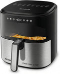 Mondial - Air Fryer Digital Visor Inox 5.3QT Capacity - High Power & Elegant Stainless Steel Finish - Black & Inox