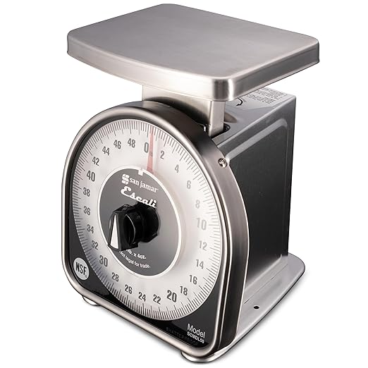 San Jamar SCMDL50 Mechanical Dial Food/Kitchen Scale, 50 lb Capacity