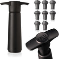 Vacu Vin Wine Saver Pump Black with 8 Vacuum Stopper Grey - Airtight Seal for Opened Bottles to Preserve the Freshness Up to 10 Days - Easy to Use Perfect for Every Occasion