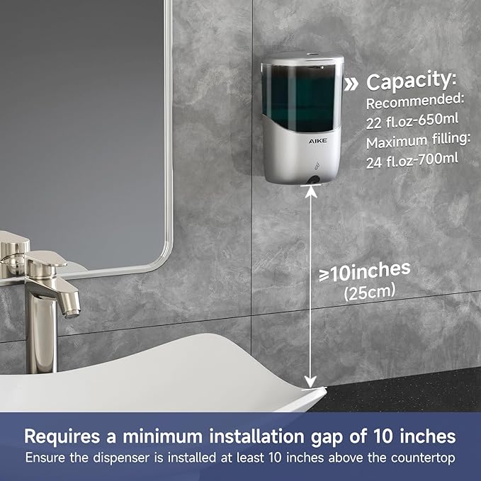 AIKE GentleAir Warm Hand Dryer& Automatic Soap Dispenser, Model AK2637 & AK1216 Silver