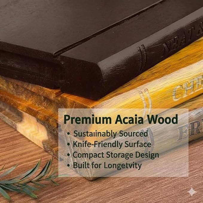 Cutting Boards for Kitchen Counter Decor, Cutting Board Set that Look Like Books, Wooden Book Shaped Chopping Boards Set with Stand, Cheese Bread Meat Vegetable Prep for Book Lovers