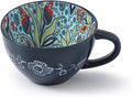 Large Coffee Mug, 15 oz Boho Coffee Mug Ceramic with Handle, Porcelain Tea Cup, Coffee Cup for Cappuccino and Latte, Microwave & Dishwasher Safe, Ideal Gift for Family/Friend (Light Blue)