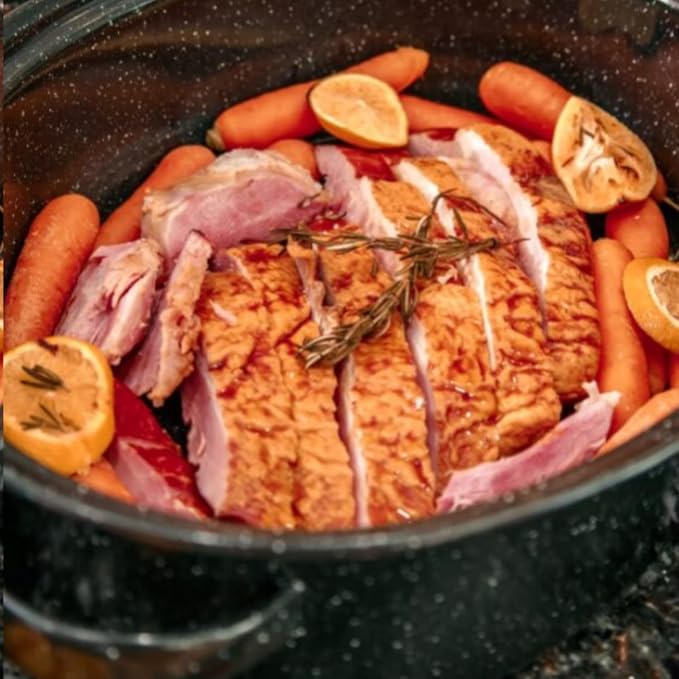 Granite Ware – 19-Inch Covered Oval Roaster - Speckled Black