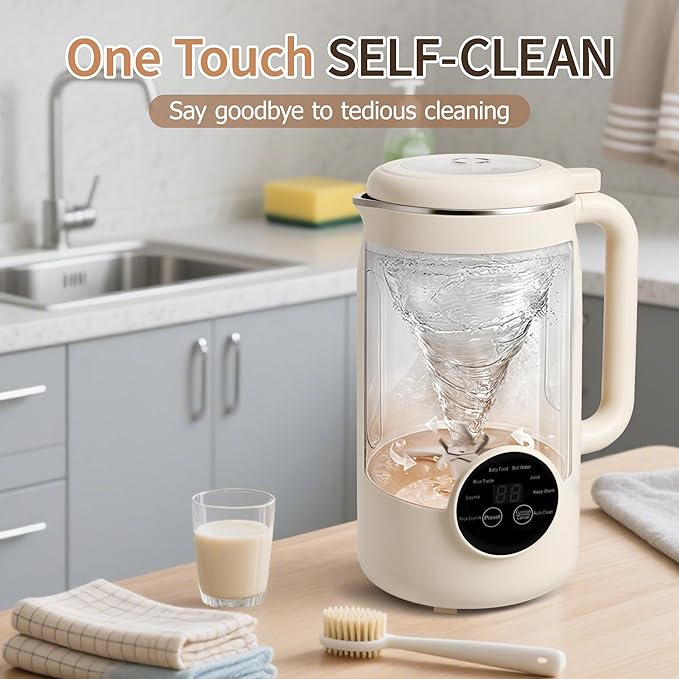 8 in 1 Nut Milk Maker Machine, 40oz Homemade Almond, Soy, Oat, Coconut, Yogurt and Non Dairy Beverages, Automatic Soybean Blender Machine with Delay Setting, Keep Warm, Self-Cleaning
