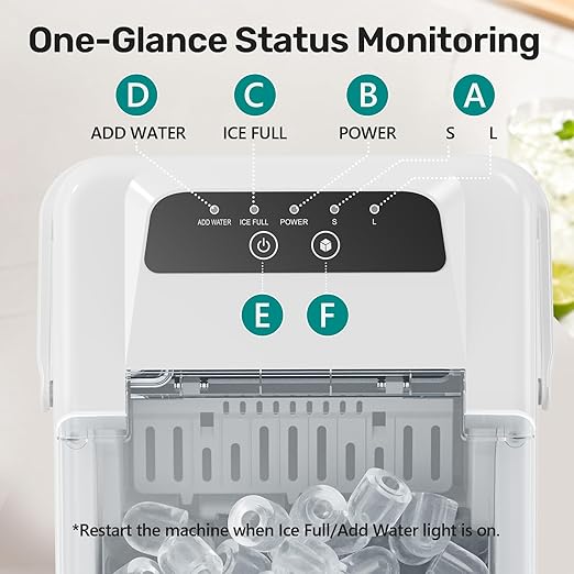 OLIXIS Countertop Ice Maker with Self-Cleaning, Portable Ice Maker Machine with Scoop, 26Lbs/24H, 9 Cubes in 6 Mins, 2 Sizes of Bullet for Home, Kitchen, Office, White