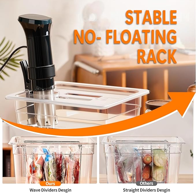 12 Quart Sous Vide Containers with Lid Compatible with Wancle Anova Nano AN500-US00 Pro 3.0 Mini Joule,most Instant Pot Sous Vide Cooker,BPA Free (Container with lid, 12 QT)