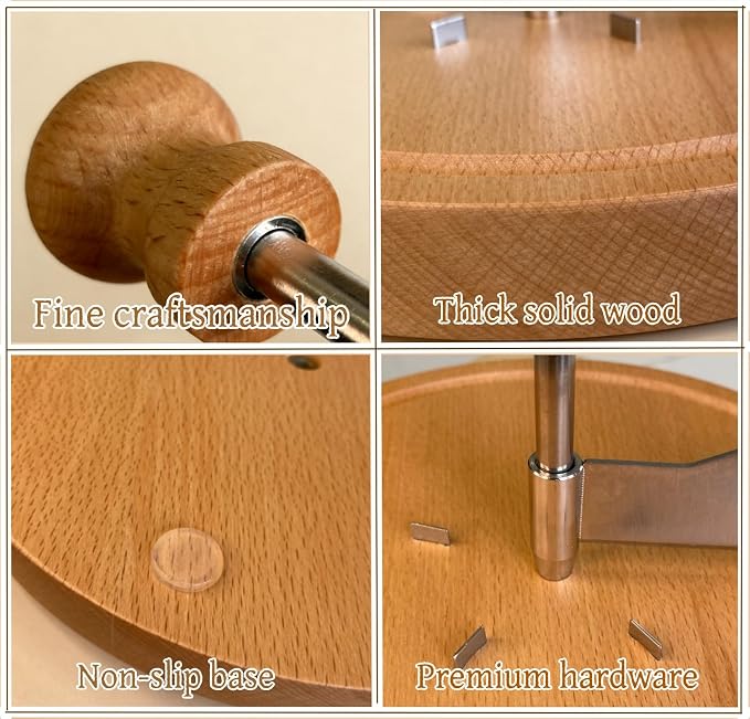 Cheese Curler Wheel, Professional Cheese Slicer Cheese Cutter, Rotary Cheese Grater for i.a. Tête de Moine & Chocolate, Stainless Steel Girolle Cheese Shaver with Sharp Blade & Solid Wood Base