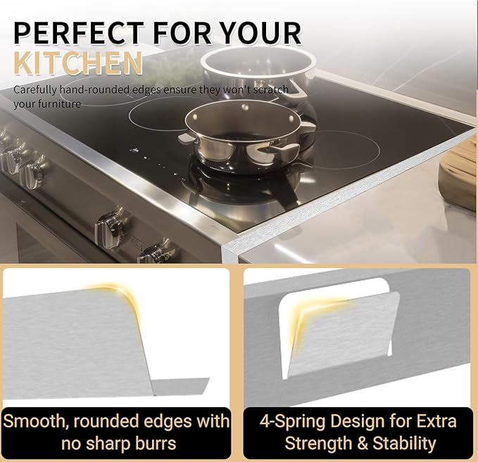 Stove Gap Covers 316 Stainless Steel,Stove Gap Filler,Heat-Resistant Oven Side Gap Filler,Between Stove and Counter Slide In Range Trim Kit for Kitchen,2 Pack (23.6"-26" Silver)