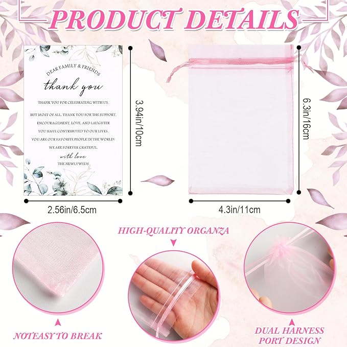 Sliner 50 Set Wedding Favors for Guests Bulk 2oz Acrylic Take a Shot We Tied the Knot Shot Glasses with Thank You Cards Organza Bags for Guest Souvenirs Wedding Newlyweds Bridal Shower Gifts (Pink)