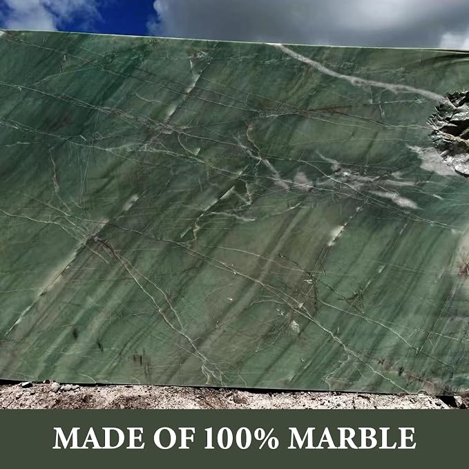 Koville Marble Cutting Board for Kitchen, 12x8 Inches Stone Slab Pastry Cheese Board, Rectangular Serving Tray for Bathroom Countertop, Marble Vanity Tray for Jewelry Cosmetics Perfume (Green)