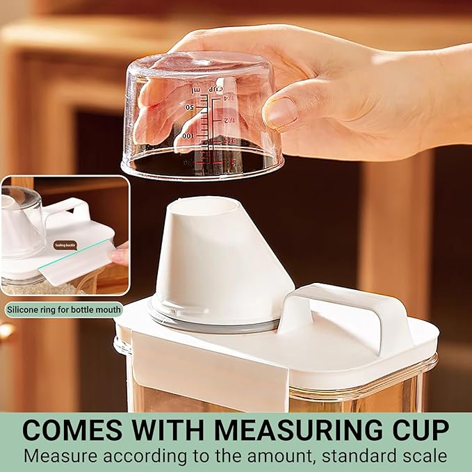 Cereal Container and Rice Storage Dispenser-Airtight Food Storage Organizers BPA-free Plastic Kitchen Pantry Storage Containers food-grade PET material Suitable for rice, grains