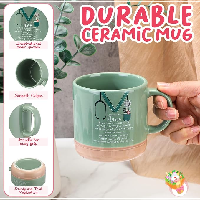 Didaey 10 Pcs Nephrology Nurses Week Gift 2026 Bulk Thank You Mugs Inspirational Ceramic Coffee Mugs 13 oz Appreciation Cups Back to School Gift for Nursing School Teacher Student Staff, 10 Colors