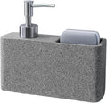 Havara Kitchen Soap Dispenser with Sponge Holder for Kitchen Sink, Hand Soap Pump & Kitchen Sink Organizer, Granite Resin Non-Slip Countertop Caddy, Stone Gray