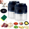 2026 Upgraded Household Electric Garlic Crusher, Capacity Electric Garlic Chopper, Mini Portable Veggie Cutter, 4 Sharp Stainless Steel Blades Mini Electric Food Chopper, Easy to Clean (Blue-2pcs)