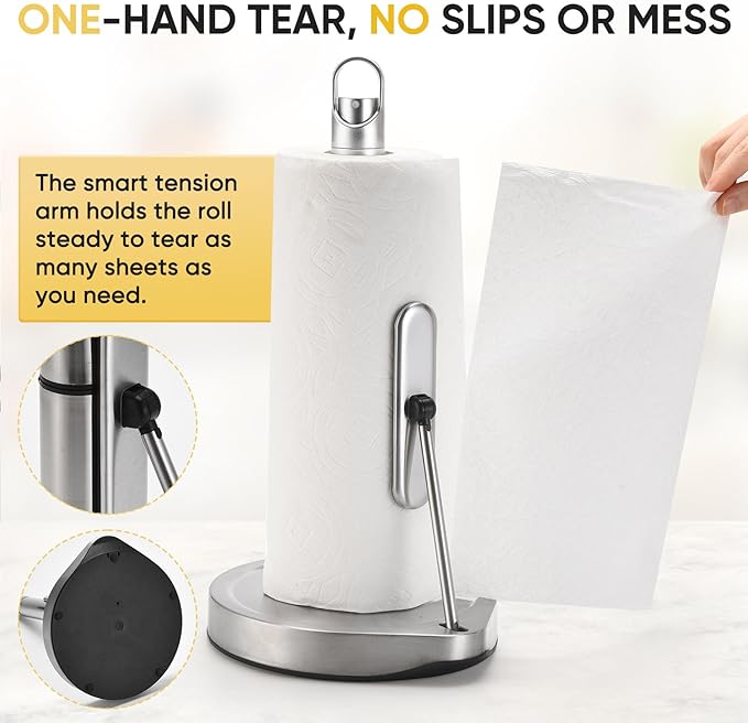Paper Towel Holder with Spray Bottle for Kitchen Decor and Accessories - Paper Towel Holder Countertop for Kitchen Necessities - Freestanding Paper Towel Holders with Spray Pump for Home Necessities