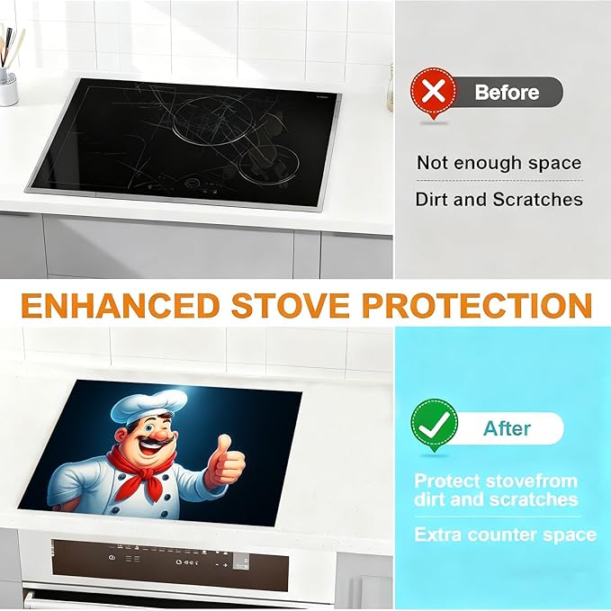 Stove Top Covers for Electric Stove, Heat-Resistant Glass Stove Top Cover Protector, Induction Cooktop Protector Mat for Kitchen 28.3 x 20.5 inches (28×20 Inches) (black)