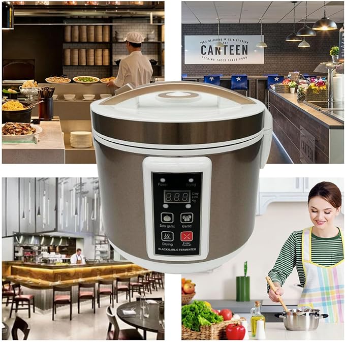 INTBUYING 6L Black Garlic Fermenter 110V Multi Clove Garlic Cooker 3D Heating Full Automatic Intelligent Control with Black Independent Liner