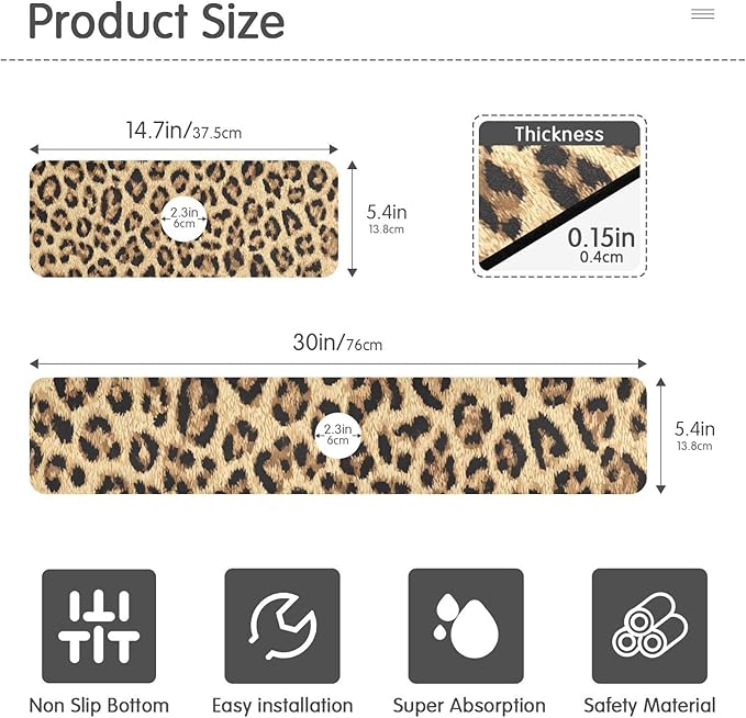 Kitchen Sink Splash Guard 1 PC 30 Inch Sink Faucet Mat Splash Guard for Bathroom Countertop Water Absorbent Foldable Cuttable Soft Washable Classical Leopard Print
