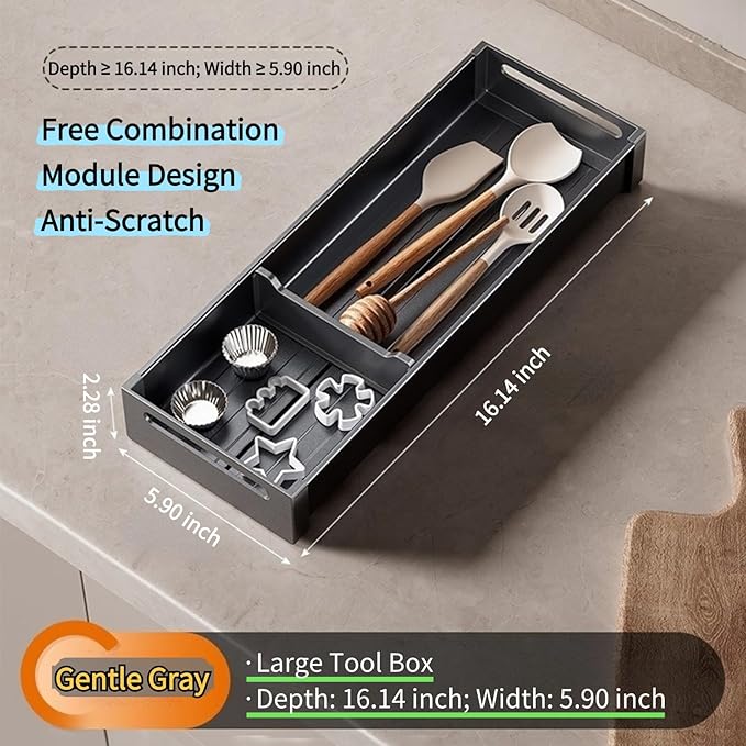 Dish Drying Rack, Stainless Steel Adjustable Bowl Plate Drainer, Pot Lid Holder, Plate Organizer for Cabinet for Cutting Boards, Cooling Racks (Gentle Black,16.14 * 5.90 inch,Tool Box C)