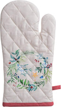 Maison d' Hermine Oven Gloves 100% Cotton Oven Mitt 7" x 13" with Loop Heat Resistant BBQ Cooking Gloves for Thanksgiving Christmas Decorations Baking Handling Hot Pans (Pack of 1, Holly Time)