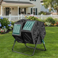 East Oak Dual Chamber Outdoor Compost Tumbler, 2×18.5 Gallon Compost Bin, Rotating Composter with Aeration & Locking System for Garden, Kitchen & Yard