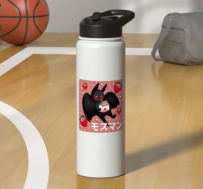 Cryptid Mothman Lover Kawaii Strawberry Milk Shake Carton Stainless Steel Insulated Water Bottle