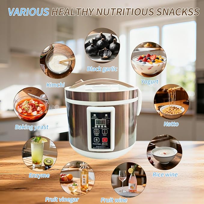 5L Black Garlic Fermenter,Yogurt Maker with Adjustable Temperature & Time Control, Automatic Intelligent Control Garlic Fermenter Natto, Yogurt, Kimchi, Wine Fermenter Machine