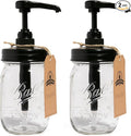 Jarmazing Products Mason Jar Syrup Dispenser - Set of 2 – 16 oz Ball Jars with Rust-Proof, Leak-Proof, Food Grade Pumps for Honey, Syrups, Condiments, Salad Dressings and More