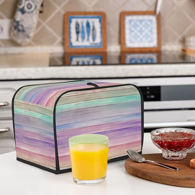 Colorful Wooden Beach 2 Slice Toaster Cover Dust And Fingerprint Bread Maker Cover Bakeware Protector Washable Appliance Covers Kitchen Accessories For Home Kitchen Women Gift