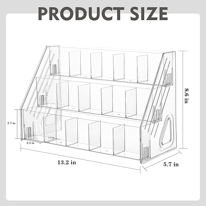 3-Tier Acrylic Drink Packet Organizer with 15 Compartments, Sugar Packets Drink Mix Organizer, Water Flavor Packet Holder for Kitchen Pantry Cabinet Storage,Coffee Station