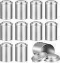 Meanplan 12 Pcs Tea Tin Canister with Airtight Double Lids Round Tin Can Box Small Kitchen Tea Canister Loose Leaf Storage Containers for Loose Bags Coffee Sugar Candy Spices(Silver,16 oz)