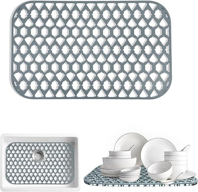 SAMSIER Silicone Sink Protectors Mats (13x11 & 14x12 & 16x12 & 18x16 & 19x14 & 21x16 & 22x13 & 25x16 & 26x14 & 28x14 & 30x16) for Bottom of Kitchen Sink (25”x15.7”)