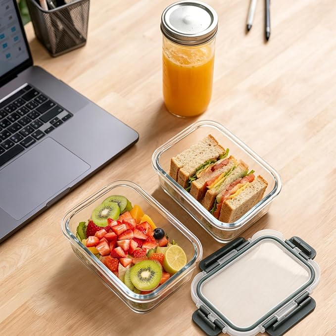 M MCIRCO 10-Pack,13 oz 1.5 Cup Glass Meal Prep Containers, Small Glass Food Storage Containers with Lids,Airtight Lunch Containers, Microwave, Oven, Freezer and Dishwasher Friendly, BPA-free