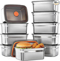 10 Pack Stainless Steel Food Storage Containers with Airtight Lids, 50 Oz Each - Stackable, Leakproof Kitchen/Freezer Meal Prep Containers (Dishwasher Safe)