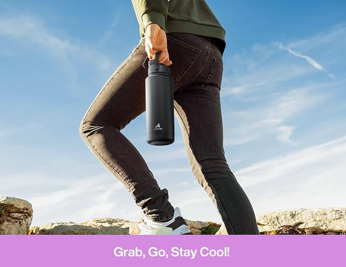 POWCAN 40 oz Insulated Water Bottle with 2-in-1 Straw and Spout Lid, Glow-in-the-Dark, 24H Cold, Leakproof, BPA-Free, Double Wall Stainless Steel for Sports, Gym, Travel, and School (Heirloom Garden)