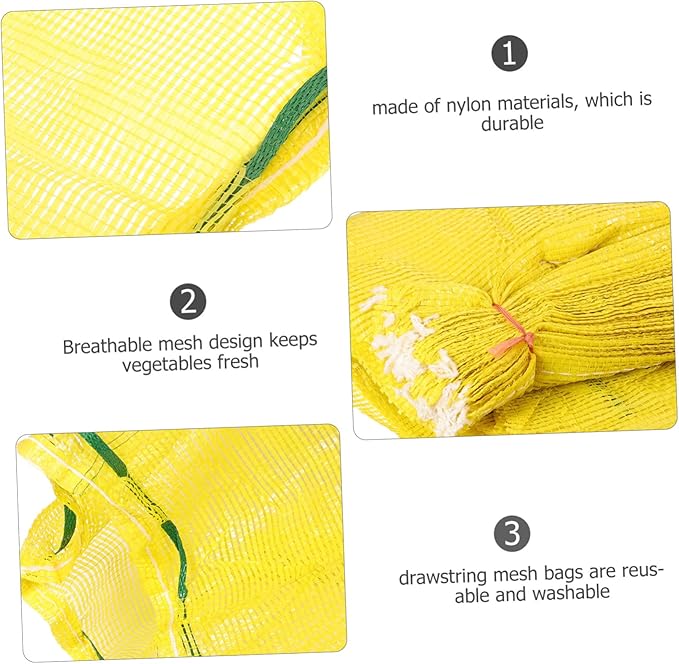 50pcs Reusable Produce Bags Mesh Storage Bags for Potatoes Onions Breathable and Washable Drawstring Mesh
