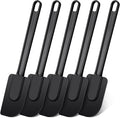 Meekoo 5 Pieces 10 Inch Rubber Spatula, 500°f High Heat Resistant Silicone Spatula Commercial Food Grade for Kitchen Cooking Baking Dishwasher Safe(Black)